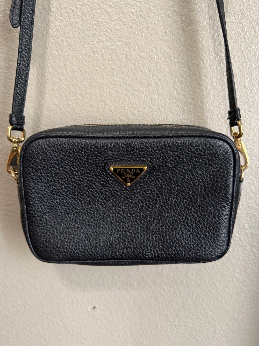Prada Triangle Logo Leather Mini Crossbody